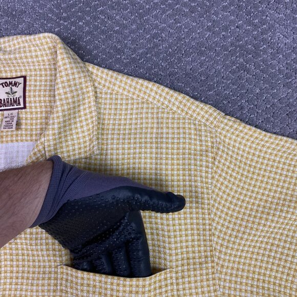 Tommy Bahama Silk Shirt Men's Large Golden Yellow Short Sleeve Camp Hawaiian - Picture 6 of 10
